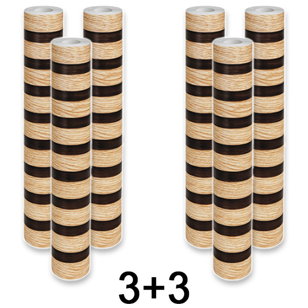 3x Holzoptik-Wandaufkleber – 300 x 45 cm, PVC, abziehen und aufkleben | LINEWALL 1+1 GRATIS